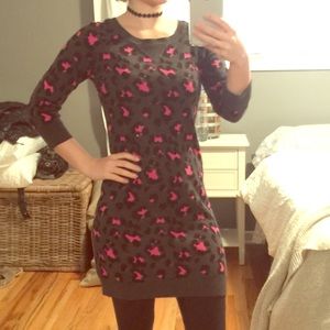 Pink animal print sweater dress